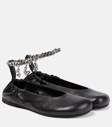 jw anderson charm leather ballet flats in black