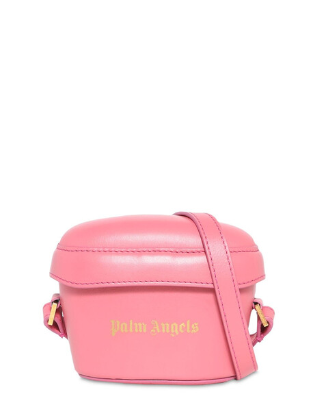 PALM ANGELS Mini Padlock Leather Shoulder Bag in pink