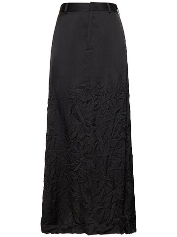 mm6 maison margiela satin long skirt in black