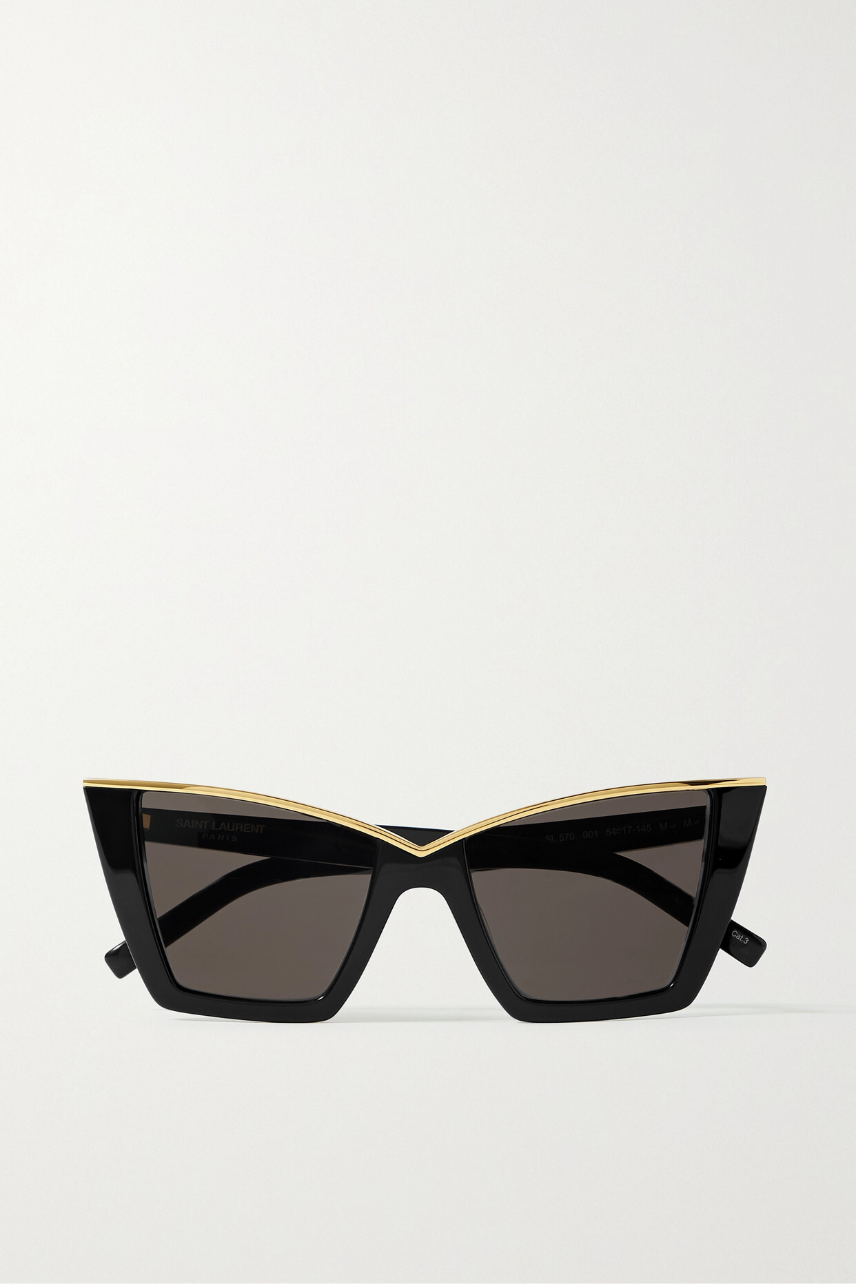 SAINT LAURENT Eyewear - Cat-eye Acetate And Gold-tone Sunglasses - Black