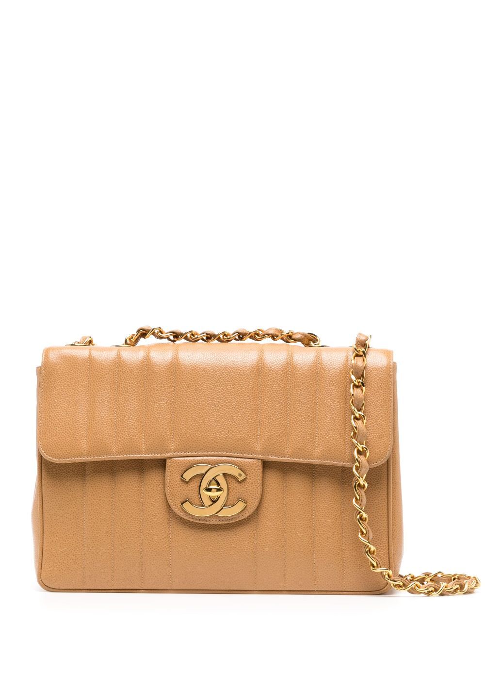 CHANEL Pre-Owned 1992 Jumbo Mademoiselle Classic Flap shoulder bag - Neutrals
