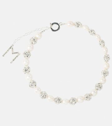 magda butrym crystal-embellished pearl choker in white