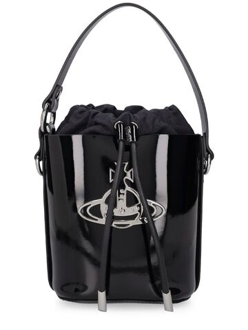 vivienne westwood daisy patent leather bucket bag in black