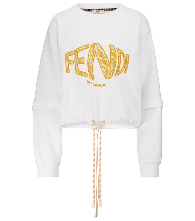 Fendi Logo cotton sweatshirt in white