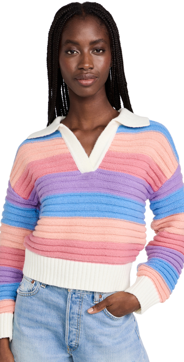 English Factory Rainbow Striped Knit Top in multi