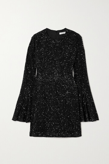 frame - sequined crepe mini dress - black