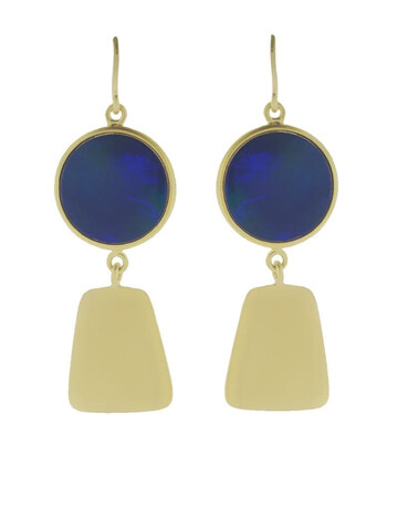Sylva & Cie 18kt yellow gold Maya Collection opal earrings