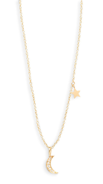Zoe Chicco 14k Gold Pave Crescent Moon Necklace