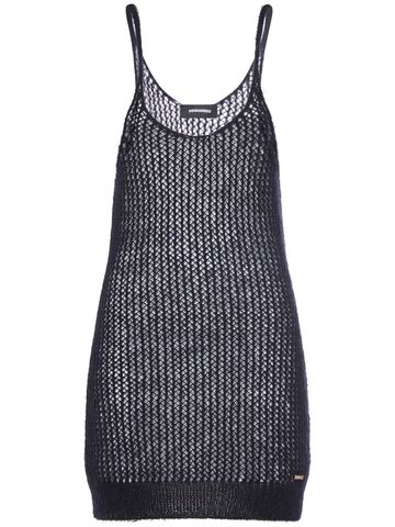 dsquared2 layered knit & jersey tank dresses in black / white