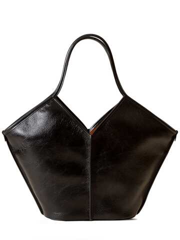 HEREU Calella Distressed Leather Shoulder Bag in black