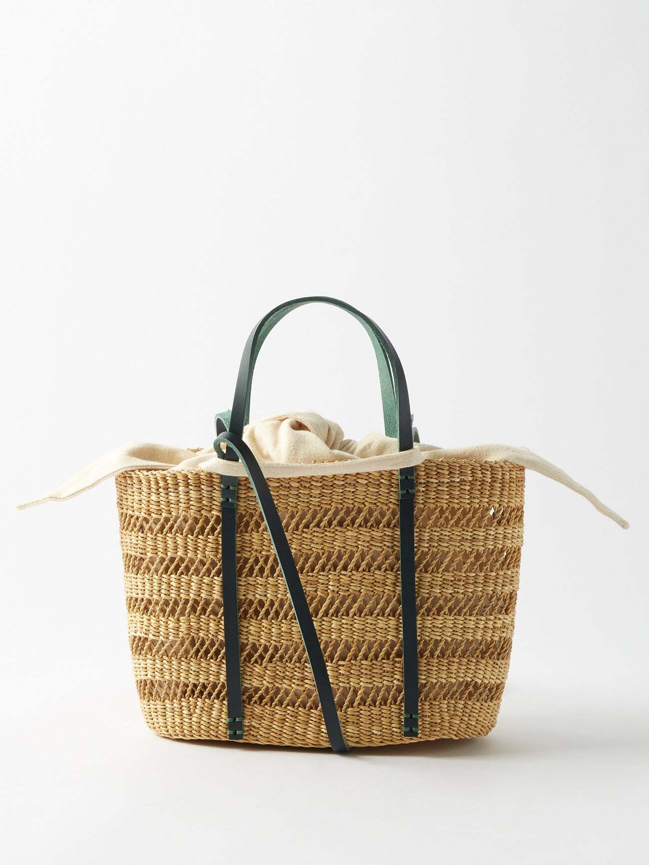 Muuñ Muuñ - Andrea Leather-trim Basket Bag - Womens - White Multi