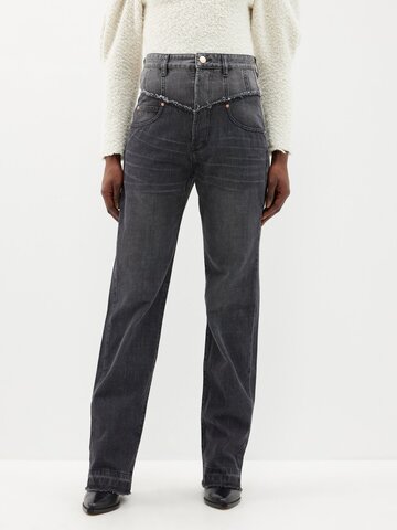 isabel marant - noemie patchwork relaxed-leg jeans - womens - black