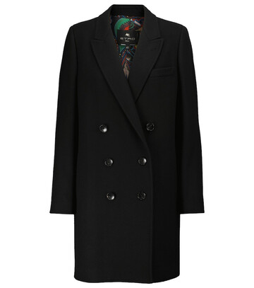 ETRO Double-breasted wool coat in black