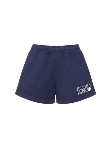 sporty & rich health & fitness cotton disco shorts in navy