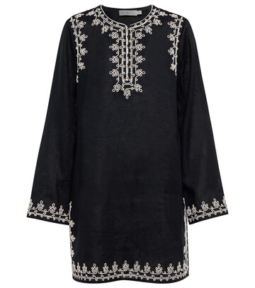 Tory Burch Embroidered linen kaftan in black