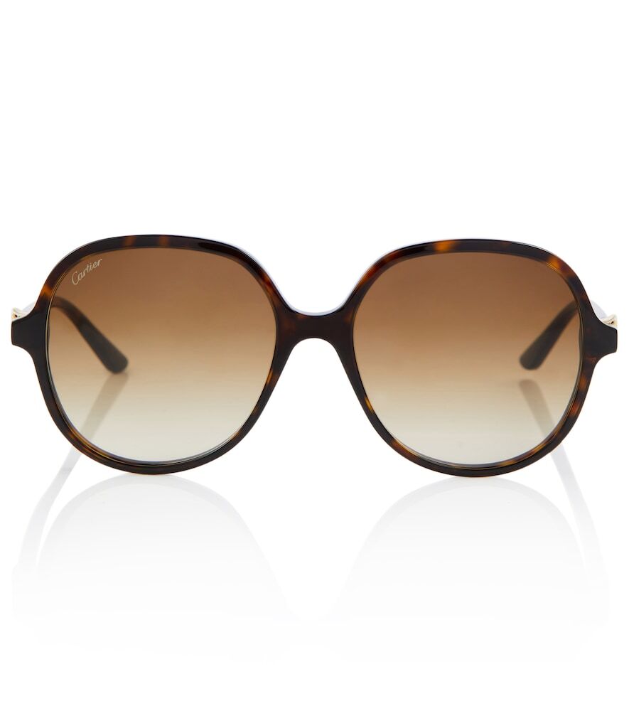 Cartier Eyewear Collection Round tortoiseshell-effect sunglasses in brown