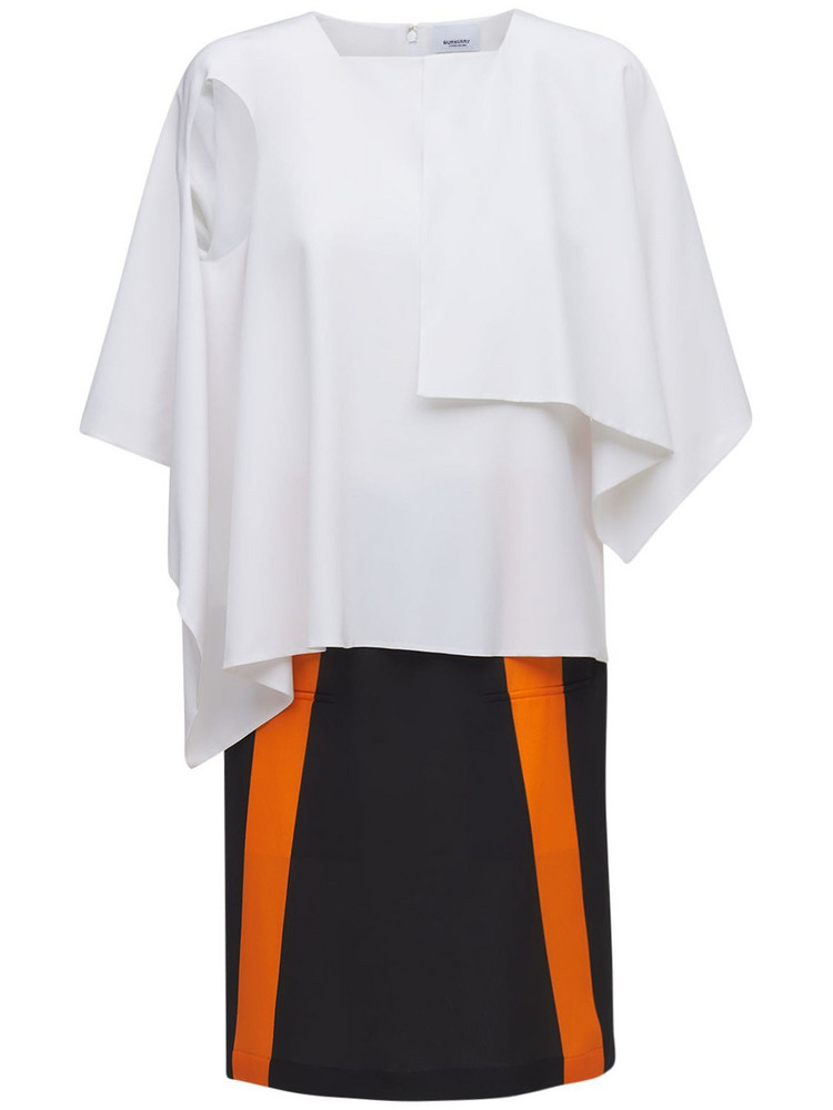 BURBERRY Silk Jersey Knee Length Dress in white / multi