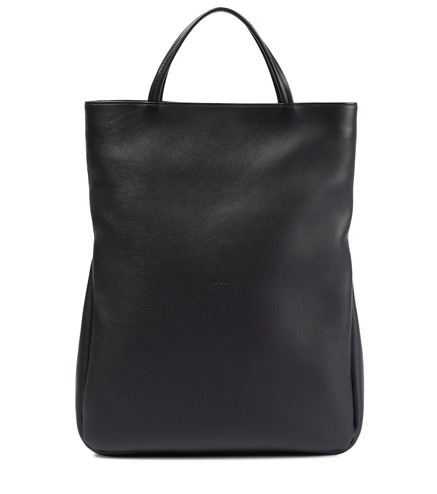 The Row Everett leather tote in black
