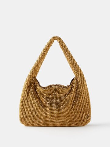 kara - mini crystal-mesh shoulder bag - womens - gold