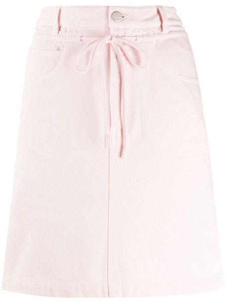 Closed drawstring waist denim skirt in pink