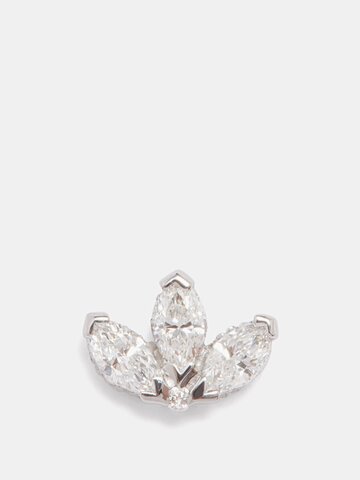 maria tash - lotus diamond & 18kt white-gold single earring - womens - white gold multi