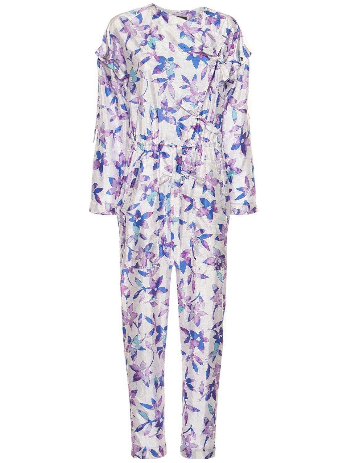 ISABEL MARANT Lympia Printed Silk Blend Jumpsuit in white / multi