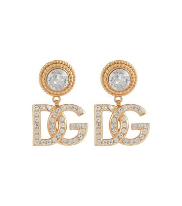 dolce&gabbana dg crystal-embellished earrings in metallic