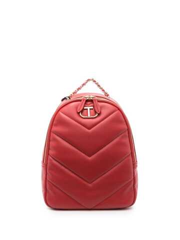twinset logo-plaque faux-leather backpack - red