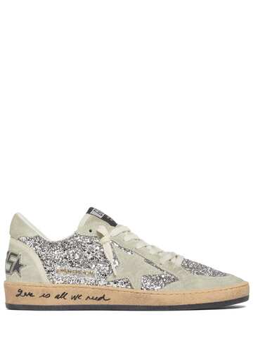 GOLDEN GOOSE 20mm Ball Star Glittered Sneakers in grey / silver