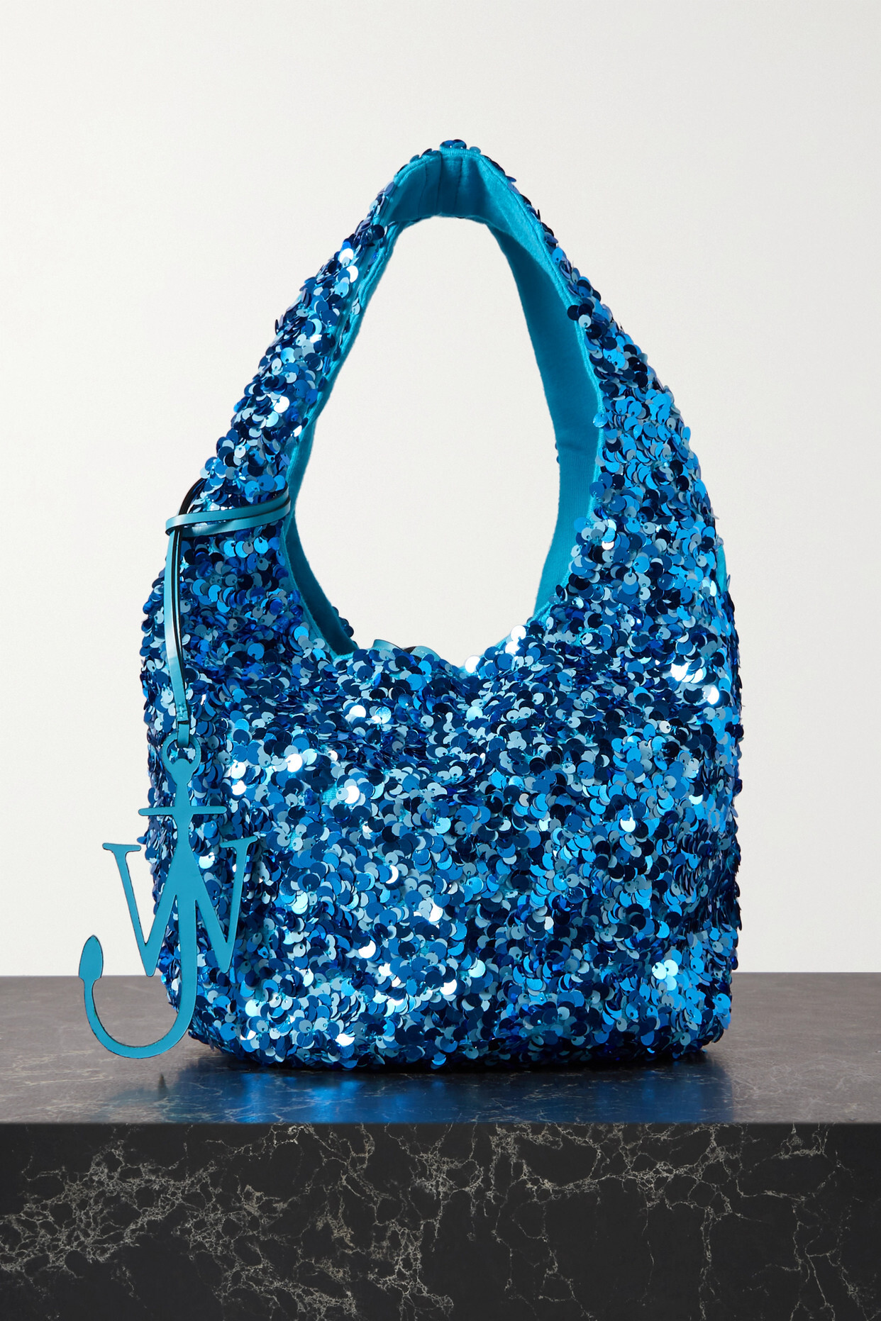 JW Anderson - Mini Sequined Jersey Tote - Blue