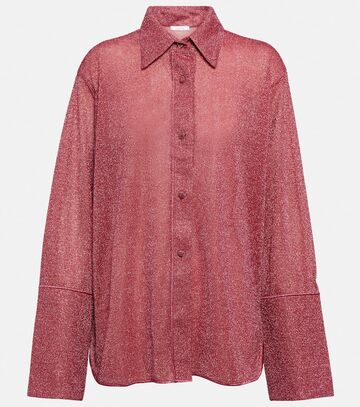 oseree oséree lumière metallic sheer shirt in pink