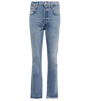agolde riley high-rise straight jeans in blue