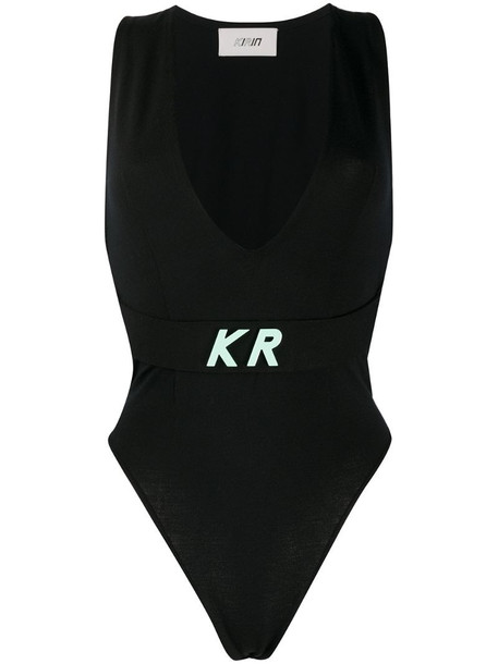 Kirin logo plaque bodysuit in black