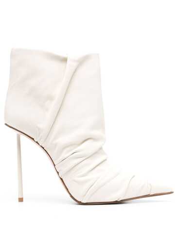 le silla fedra 120mm ruched leather ankle boots - neutrals