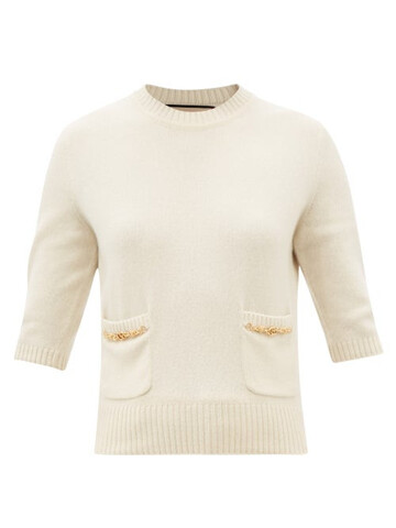 gucci - chain-embellished cashmere sweater - womens - ivory