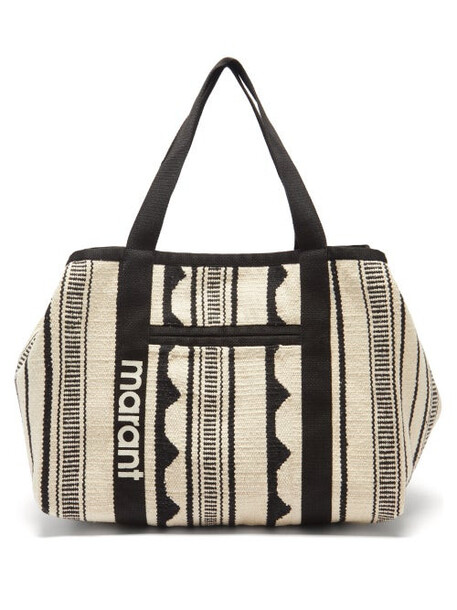 Isabel Marant - Warden Jacquard Canvas Tote Bag - Womens - Black And White