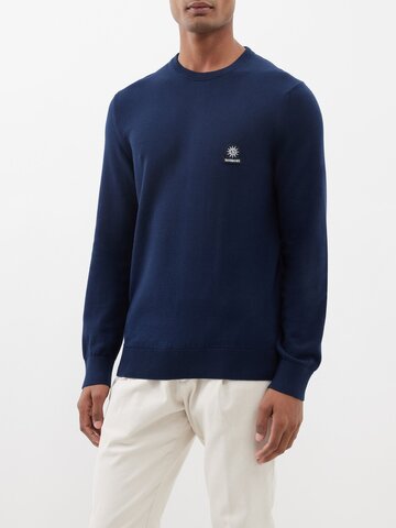 sandbanks - crew-neck organic-cotton sweater - mens - navy