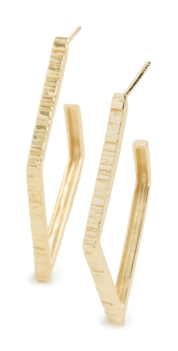 Argento Vivo Medium Diamond Post Hoop Earrings in gold