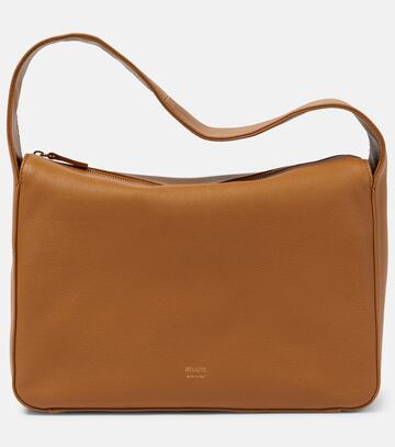 khaite elena leather shoulder bag in brown