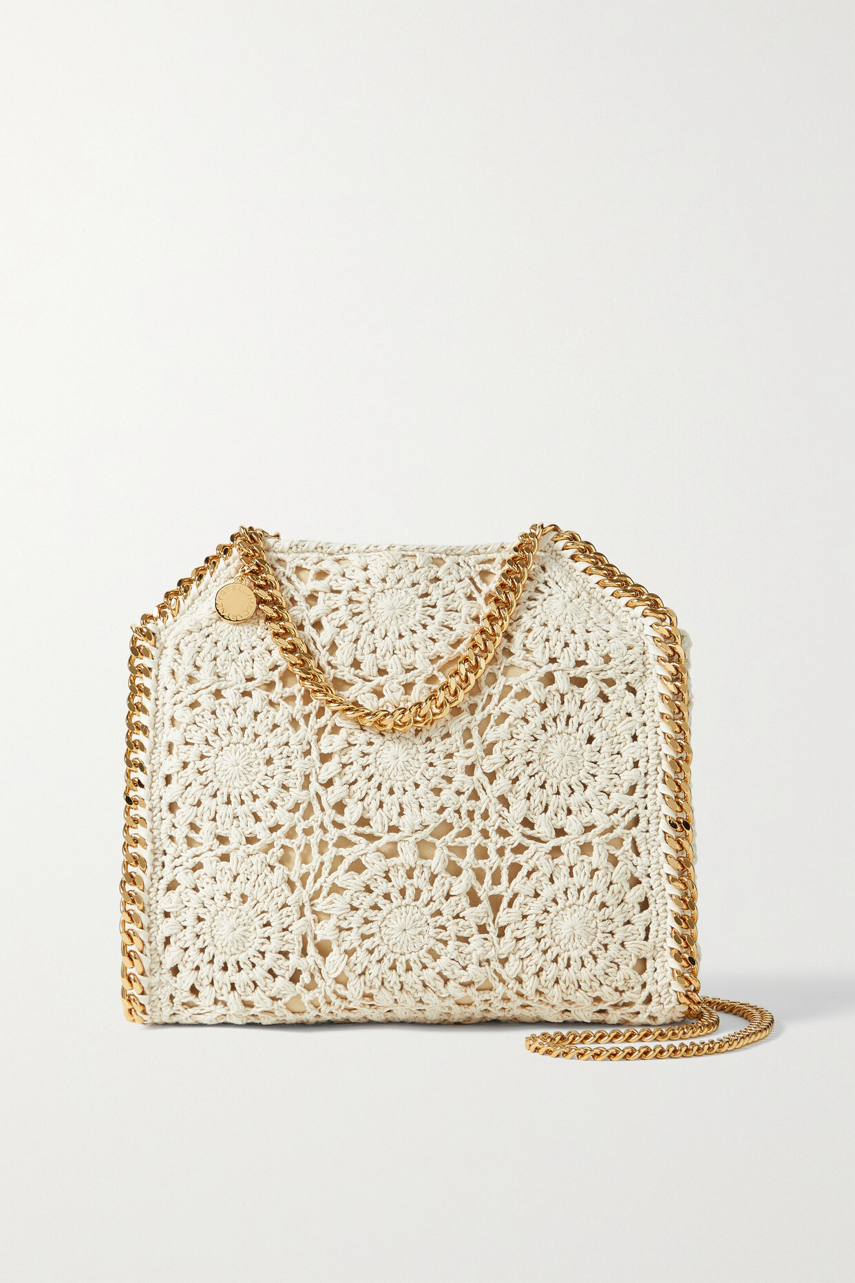 Stella McCartney - Falabella Mini Chain-embellished Crocheted Cotton Tote - Ivory