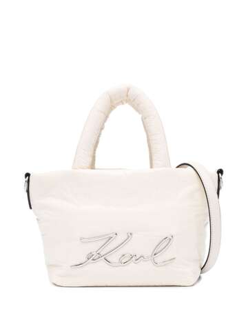 karl lagerfeld small k/signature padded tote bag - neutrals