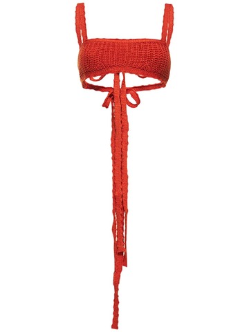 alanui palm springs cotton knit top in orange