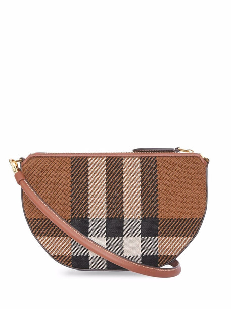 Burberry knitted-check Olympia pouch - Brown