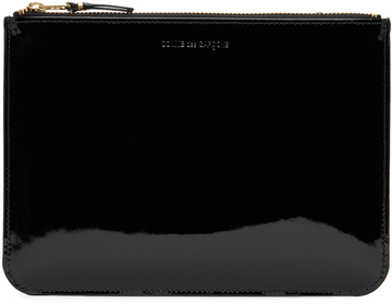 comme des garçons wallets black glossy pouch in print