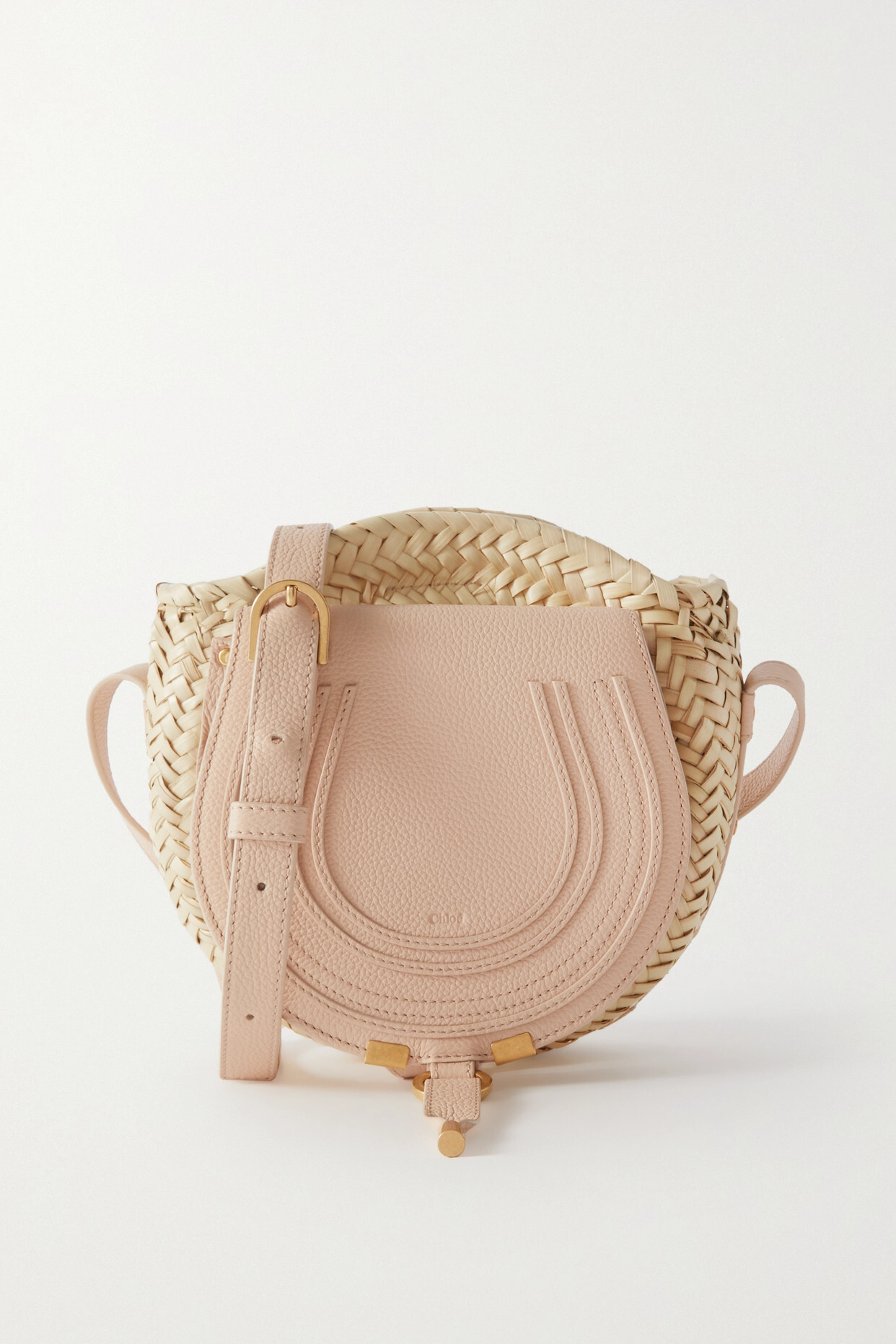 Chloé Chloé - + Net Sustain Marcie Leather And Raffia Shoulder Bag - Pink