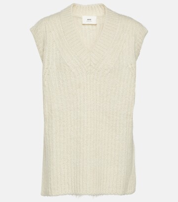 ami paris wool-blend vest in white