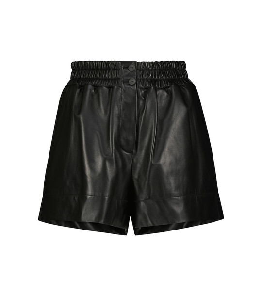 Loewe High-rise leather shorts in black