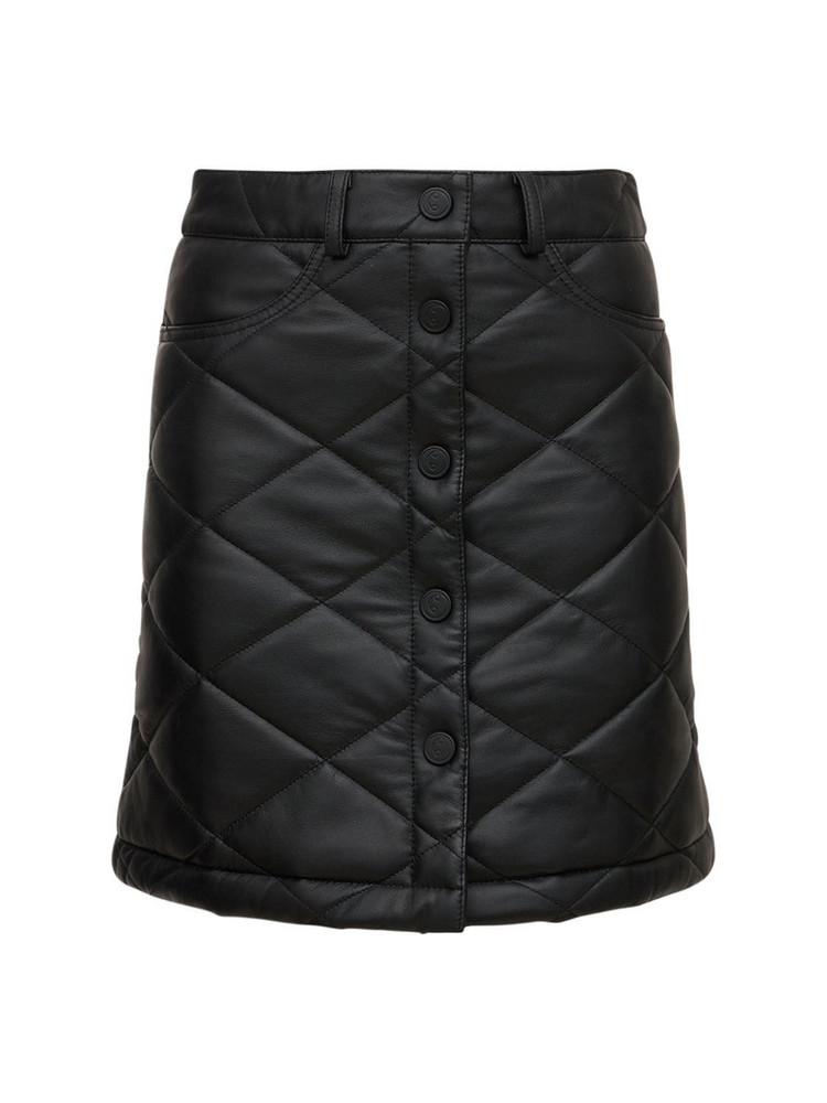 REMAIN Lee Leather Quilted Mini Skirt in black