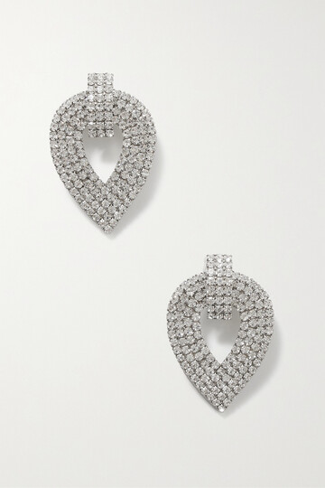 alessandra rich - silver-tone crystal clip earrings - one size