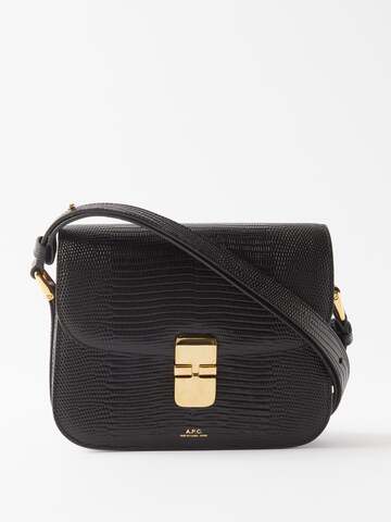 A.P.C. A.P.C. - Grace Small Lizard-effect Leather Shoulder Bag - Womens - Black